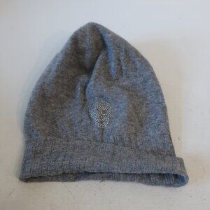 NWT Womens 27 Miles 100% Cashmere Heather Gray Skull Beane Hat O/S